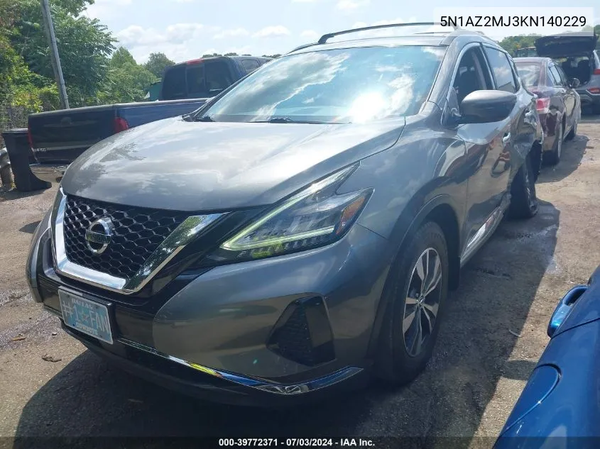 2019 Nissan Murano Sv VIN: 5N1AZ2MJ3KN140229 Lot: 39772371