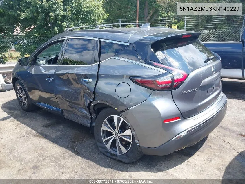 5N1AZ2MJ3KN140229 2019 Nissan Murano Sv