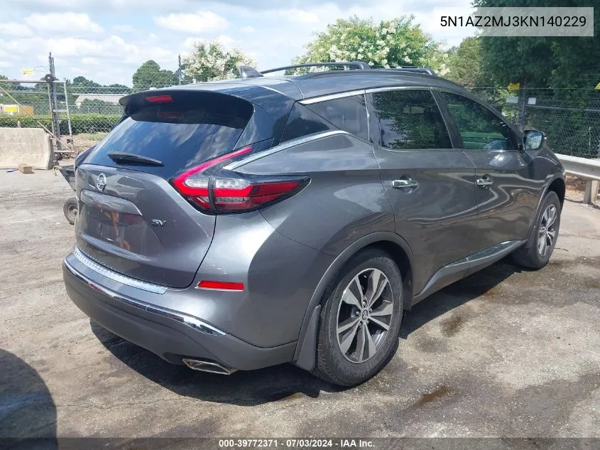 5N1AZ2MJ3KN140229 2019 Nissan Murano Sv