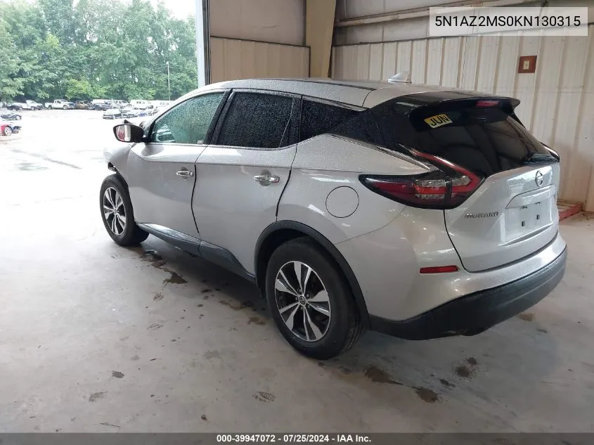 5N1AZ2MS0KN130315 2019 Nissan Murano S