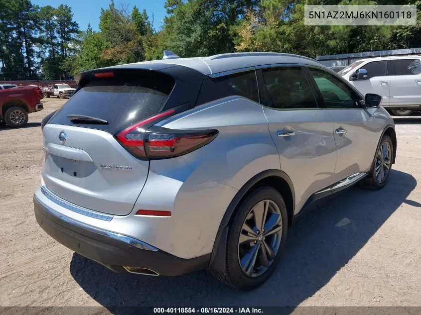 5N1AZ2MJ6KN160118 2019 Nissan Murano Platinum