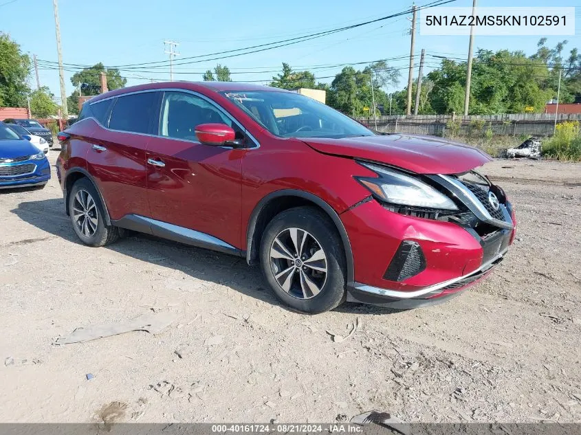 2019 Nissan Murano S/Sl/Sv/Platinum VIN: 5N1AZ2MS5KN102591 Lot: 40161724