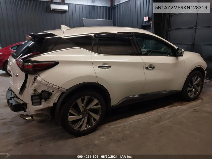 2019 Nissan Murano Sl VIN: 5N1AZ2MS9KN128319 Lot: 40211809