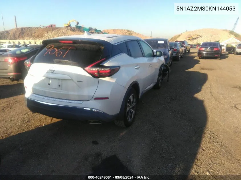 2019 Nissan Murano S/Sl/Sv/Platinum VIN: 5N1AZ2MS0KN144053 Lot: 40249061