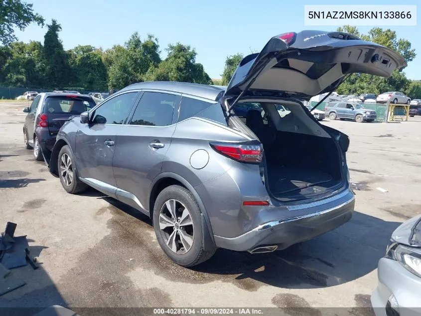 2019 Nissan Murano Sv VIN: 5N1AZ2MS8KN133866 Lot: 40281794