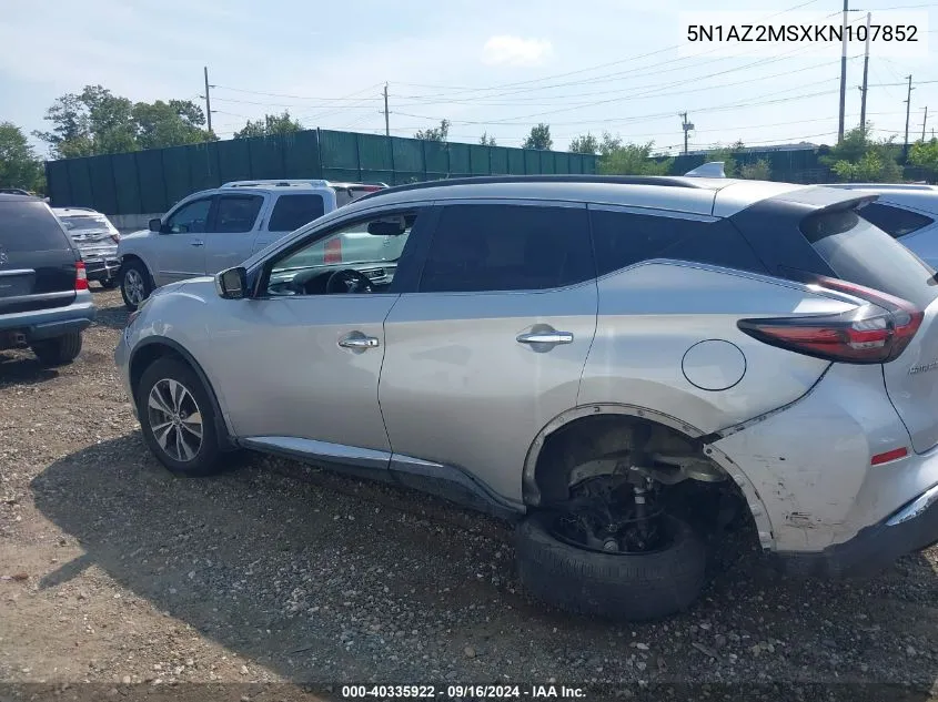 2019 Nissan Murano S/Sl/Sv/Platinum VIN: 5N1AZ2MSXKN107852 Lot: 40335922