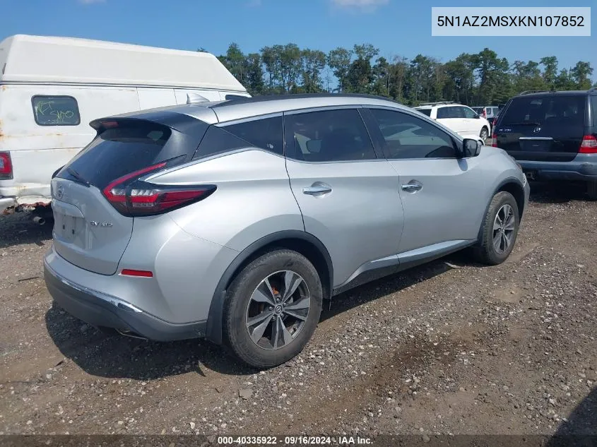 2019 Nissan Murano S/Sl/Sv/Platinum VIN: 5N1AZ2MSXKN107852 Lot: 40335922