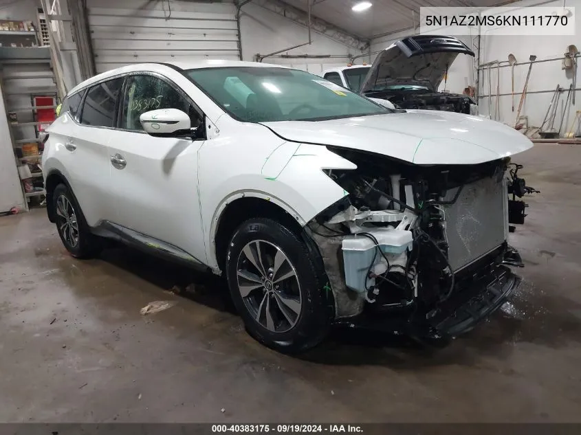 2019 Nissan Murano S VIN: 5N1AZ2MS6KN111770 Lot: 40383175