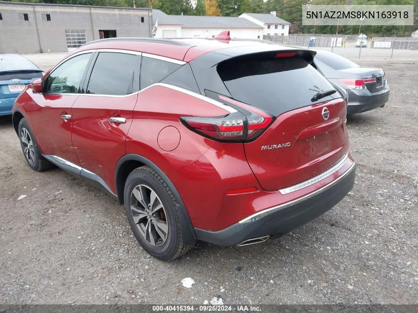 2019 Nissan Murano Sv VIN: 5N1AZ2MS8KN163918 Lot: 40415394