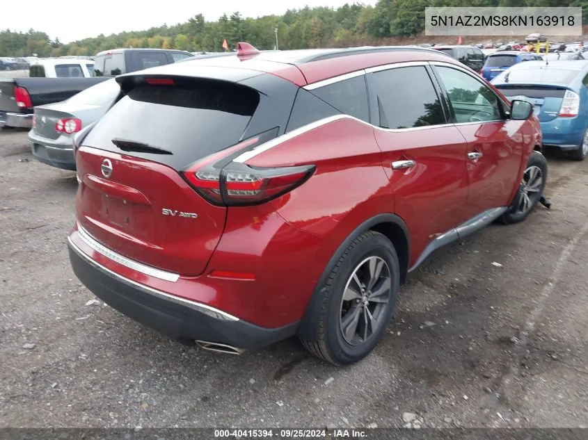 5N1AZ2MS8KN163918 2019 Nissan Murano Sv