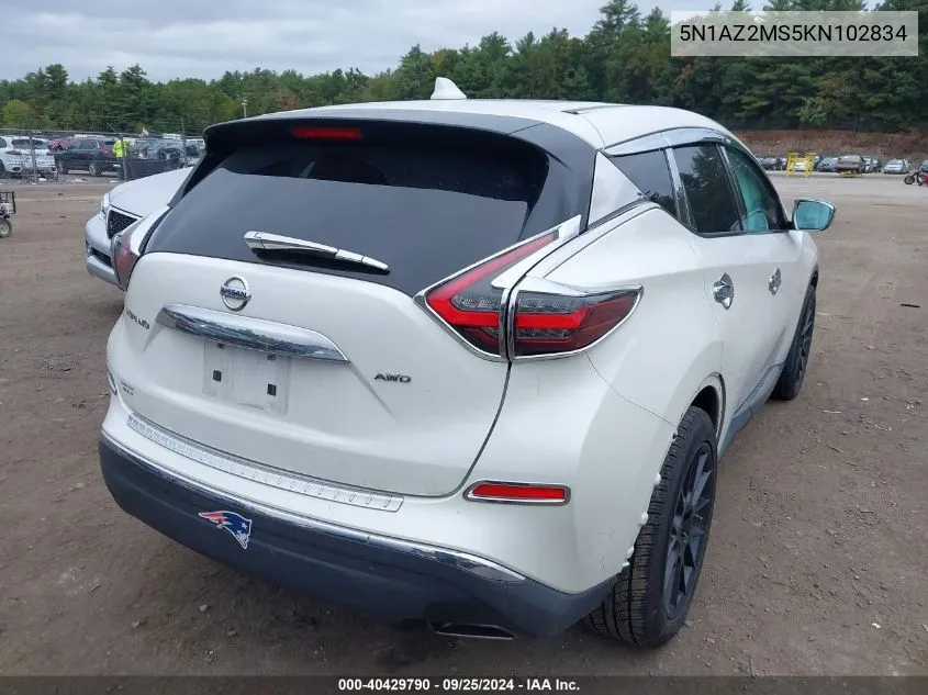 2019 Nissan Murano S VIN: 5N1AZ2MS5KN102834 Lot: 40429790