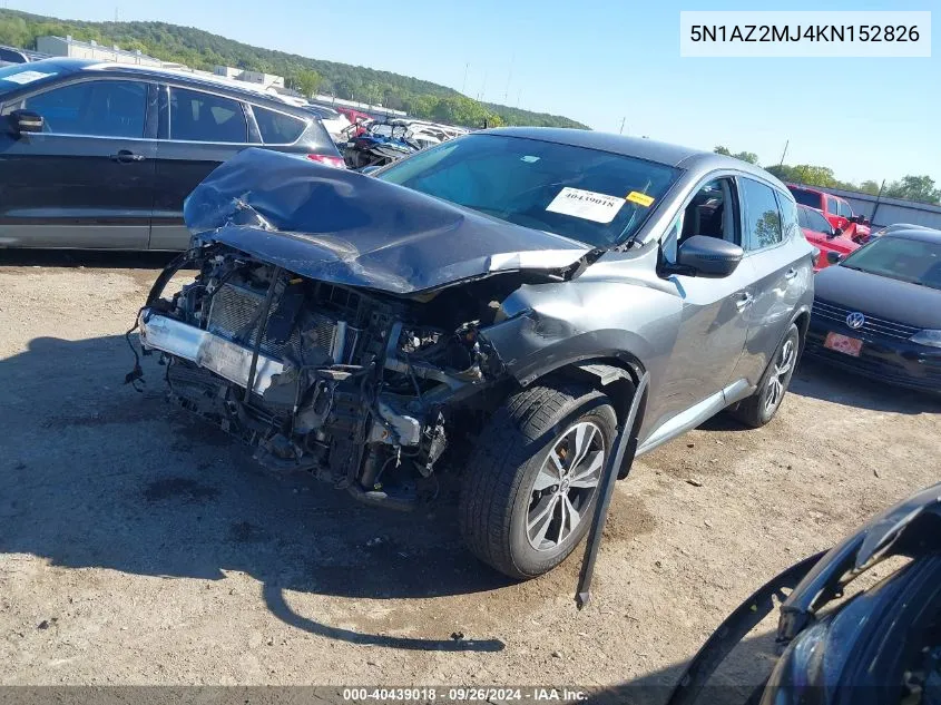 2019 Nissan Murano S VIN: 5N1AZ2MJ4KN152826 Lot: 40439018