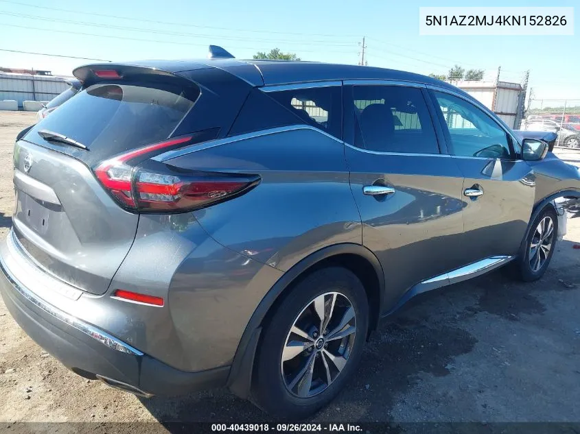 2019 Nissan Murano S VIN: 5N1AZ2MJ4KN152826 Lot: 40439018