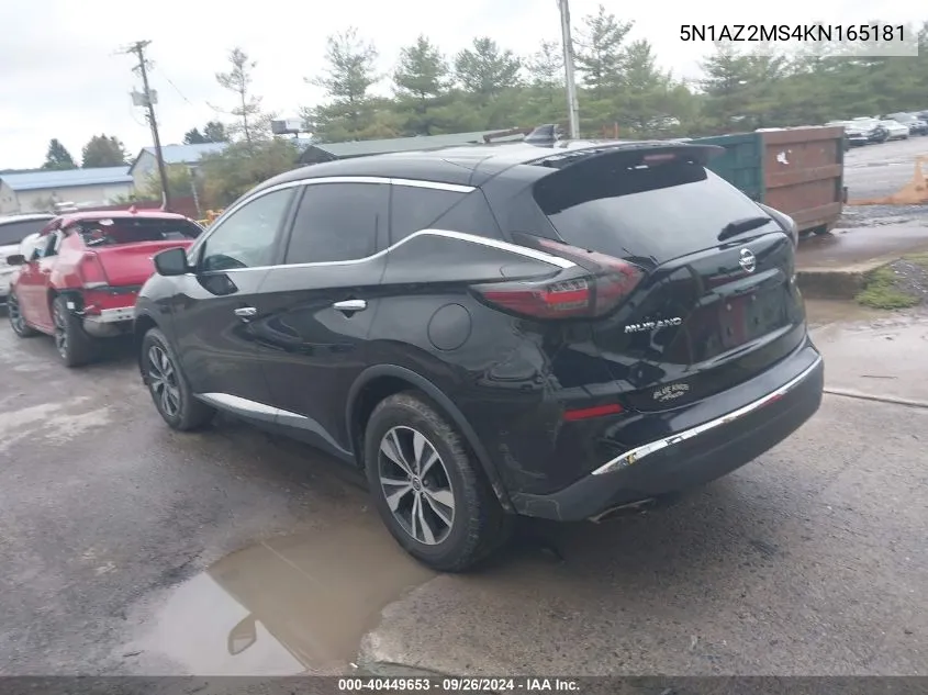 5N1AZ2MS4KN165181 2019 Nissan Murano S