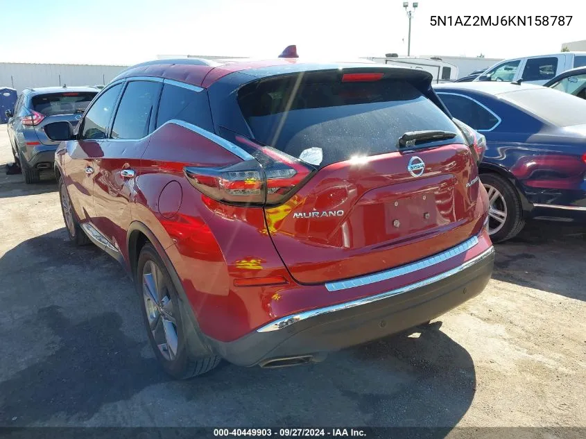 2019 Nissan Murano Platinum VIN: 5N1AZ2MJ6KN158787 Lot: 40449903