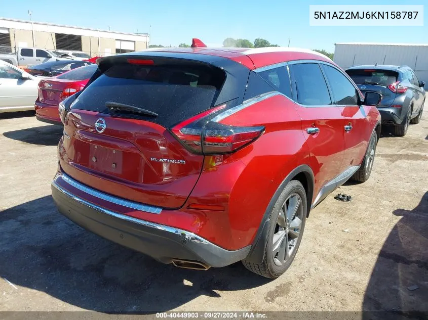 2019 Nissan Murano Platinum VIN: 5N1AZ2MJ6KN158787 Lot: 40449903