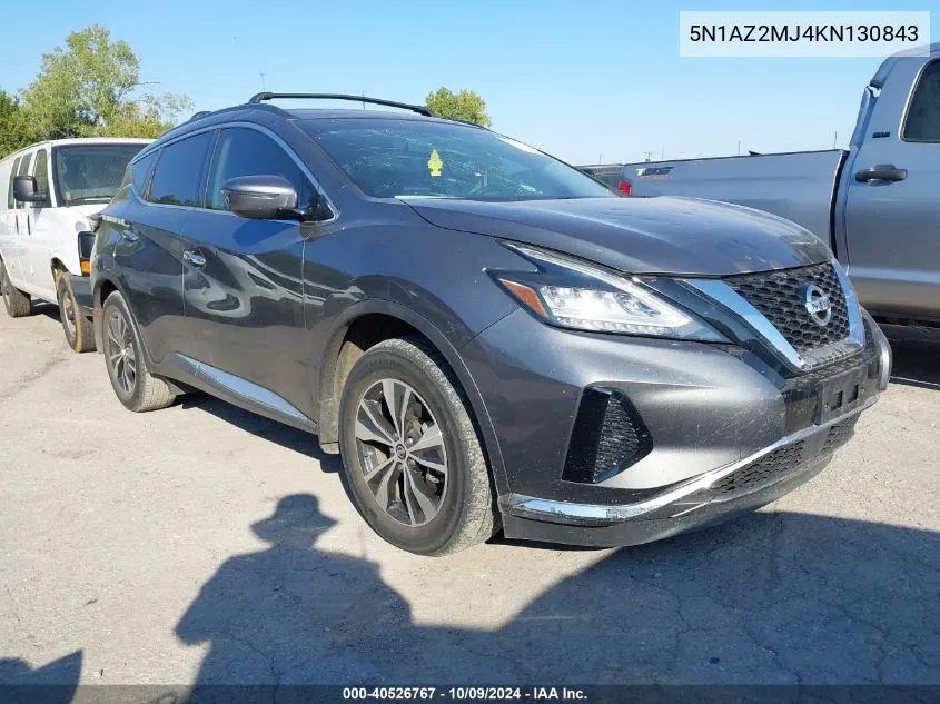 2019 Nissan Murano Sv VIN: 5N1AZ2MJ4KN130843 Lot: 40526767