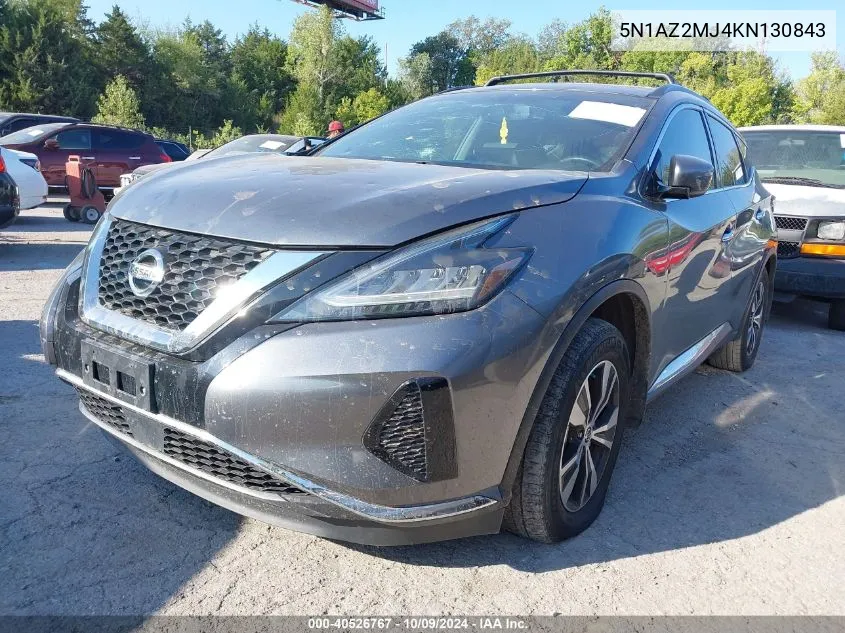 2019 Nissan Murano Sv VIN: 5N1AZ2MJ4KN130843 Lot: 40526767