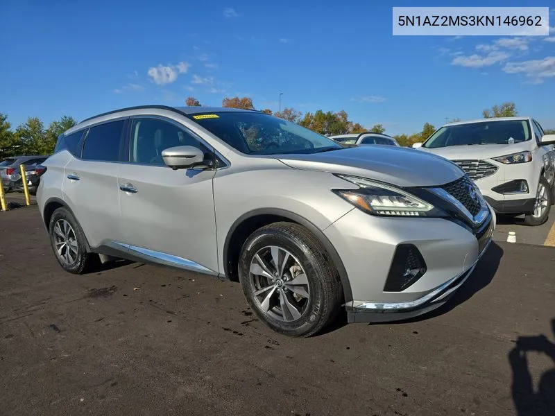 2019 Nissan Murano Sv VIN: 5N1AZ2MS3KN146962 Lot: 40573565