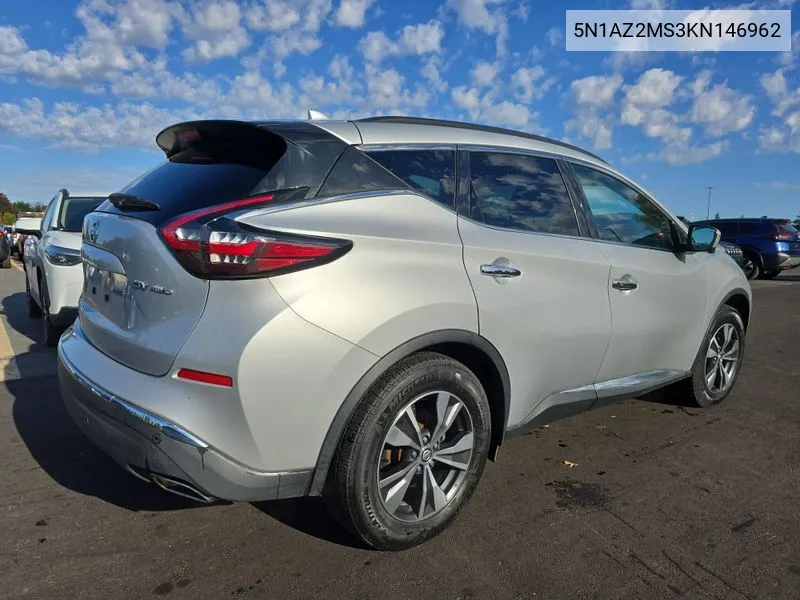 2019 Nissan Murano Sv VIN: 5N1AZ2MS3KN146962 Lot: 40573565