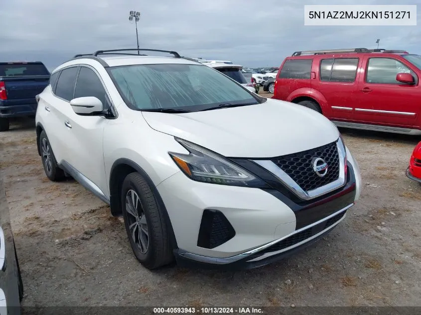 2019 Nissan Murano Sv VIN: 5N1AZ2MJ2KN151271 Lot: 40593943