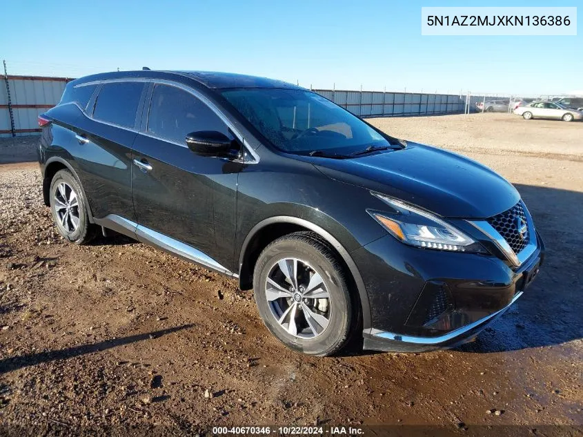 5N1AZ2MJXKN136386 2019 Nissan Murano S