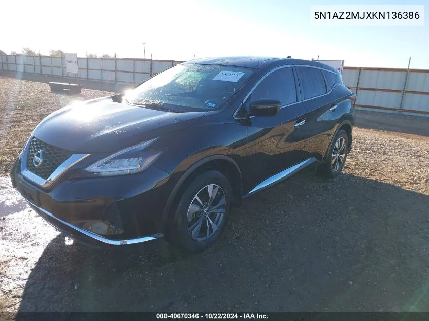 5N1AZ2MJXKN136386 2019 Nissan Murano S