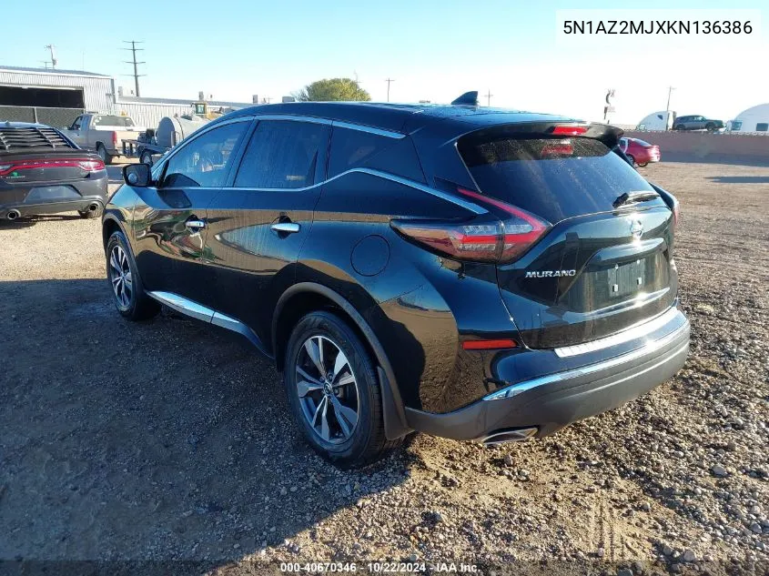 5N1AZ2MJXKN136386 2019 Nissan Murano S