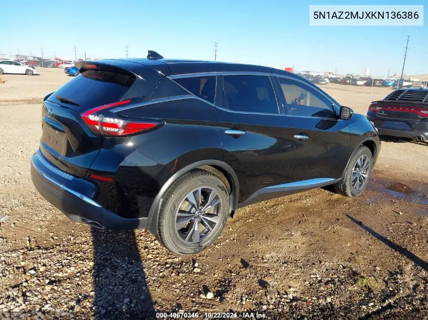 5N1AZ2MJXKN136386 2019 Nissan Murano S