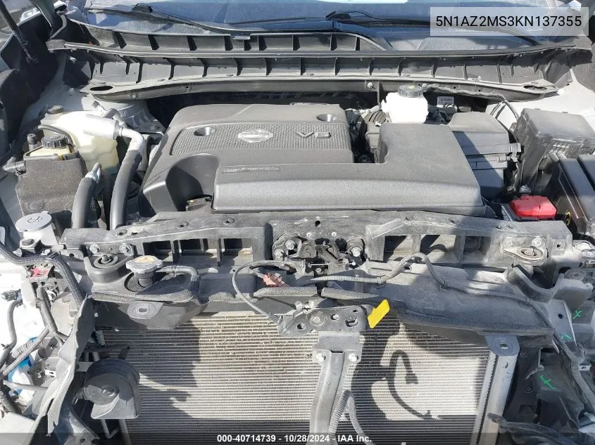 5N1AZ2MS3KN137355 2019 Nissan Murano Platinum