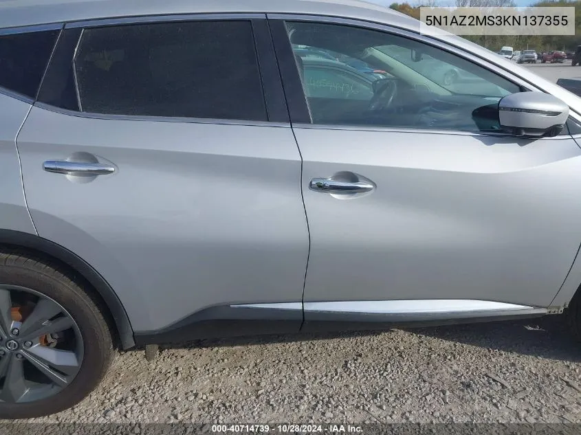 2019 Nissan Murano Platinum VIN: 5N1AZ2MS3KN137355 Lot: 40714739