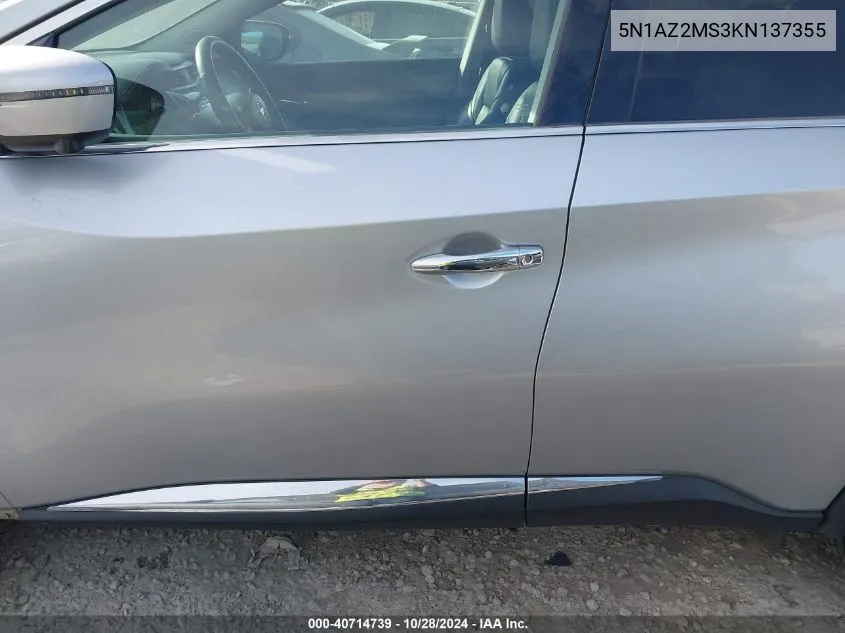 5N1AZ2MS3KN137355 2019 Nissan Murano Platinum