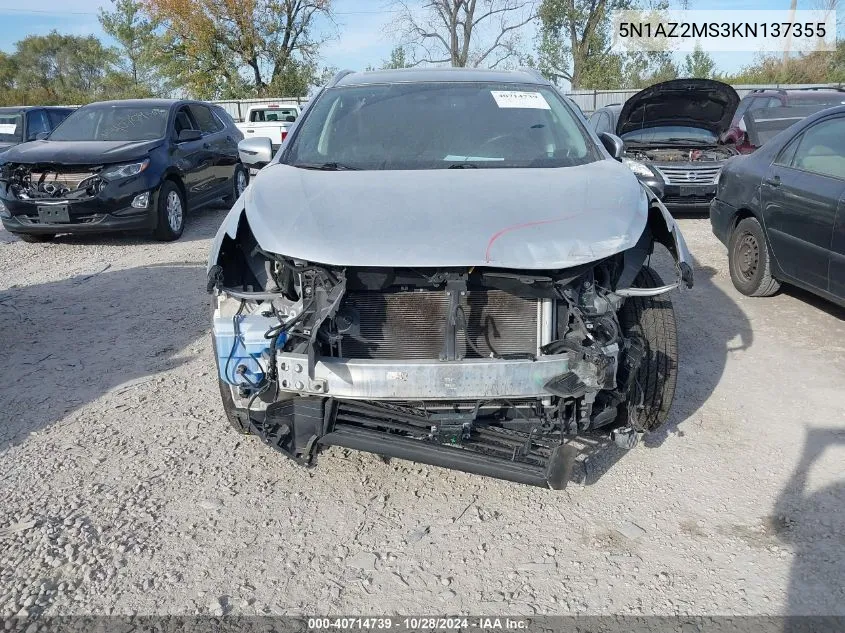 5N1AZ2MS3KN137355 2019 Nissan Murano Platinum