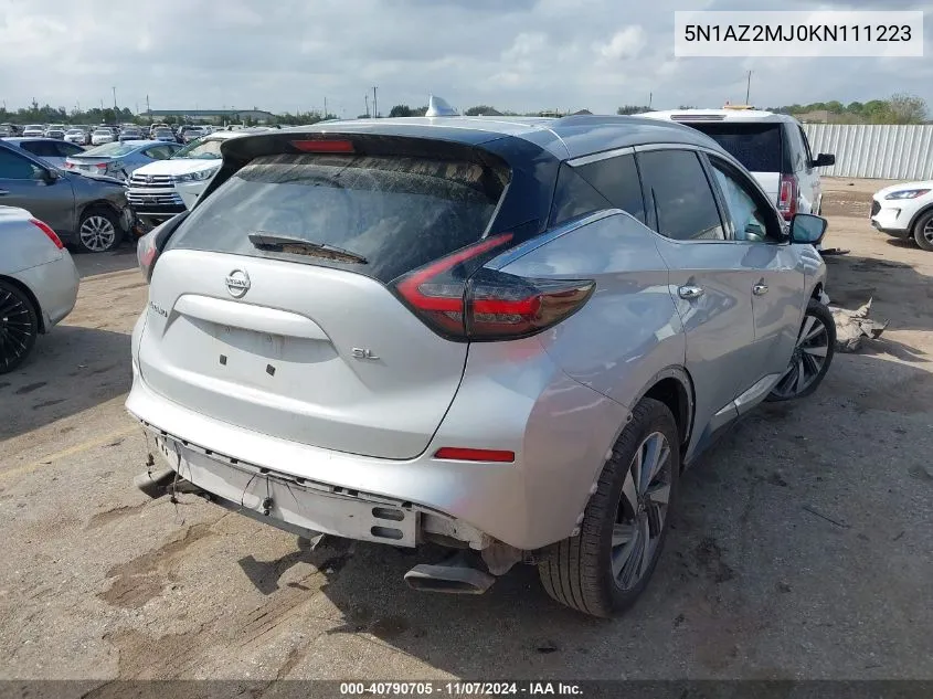 2019 Nissan Murano Sl VIN: 5N1AZ2MJ0KN111223 Lot: 40790705