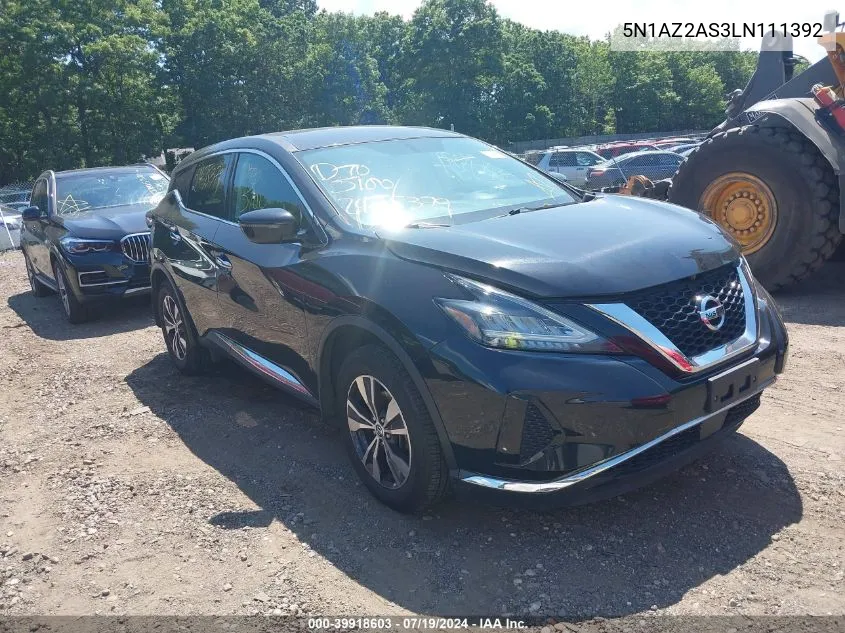 5N1AZ2AS3LN111392 2020 Nissan Murano S Intelligent Awd