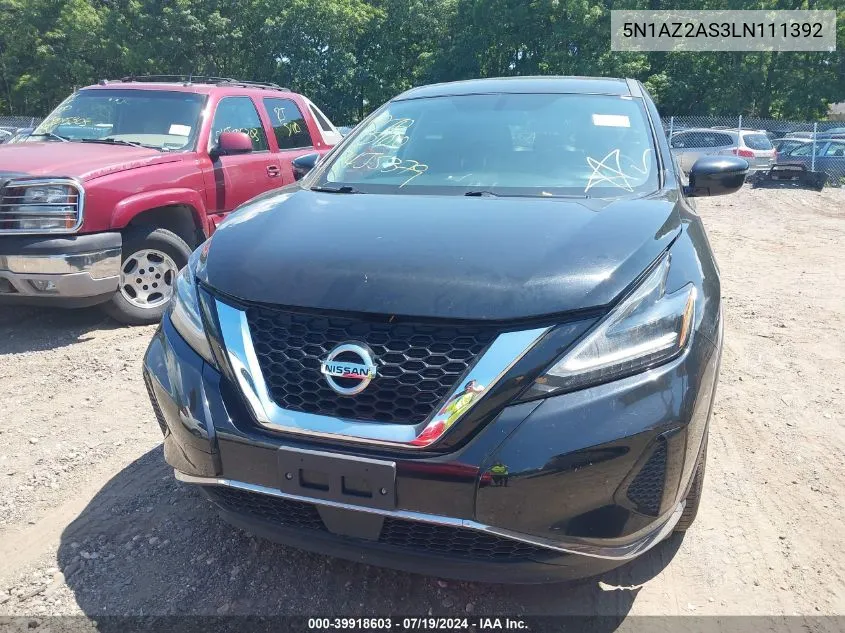 5N1AZ2AS3LN111392 2020 Nissan Murano S Intelligent Awd