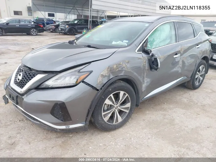 2020 Nissan Murano Sv Fwd VIN: 5N1AZ2BJ2LN118355 Lot: 39933616