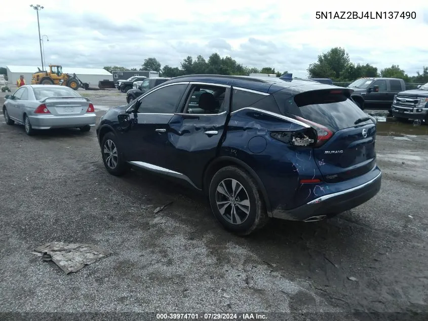 5N1AZ2BJ4LN137490 2020 Nissan Murano Sv Fwd