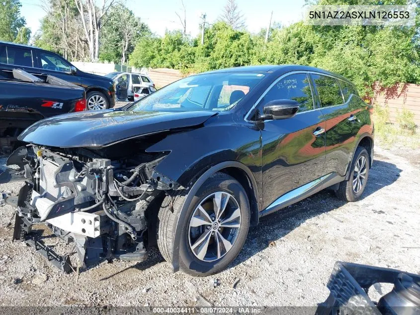 2020 Nissan Murano S Intelligent Awd VIN: 5N1AZ2ASXLN126553 Lot: 40034411