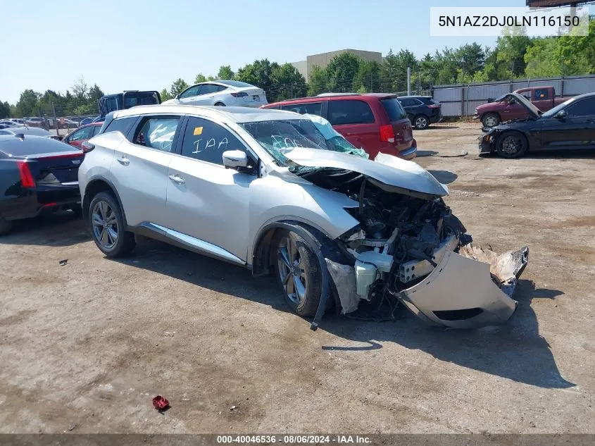 2020 Nissan Murano Platinum Fwd VIN: 5N1AZ2DJ0LN116150 Lot: 40046536