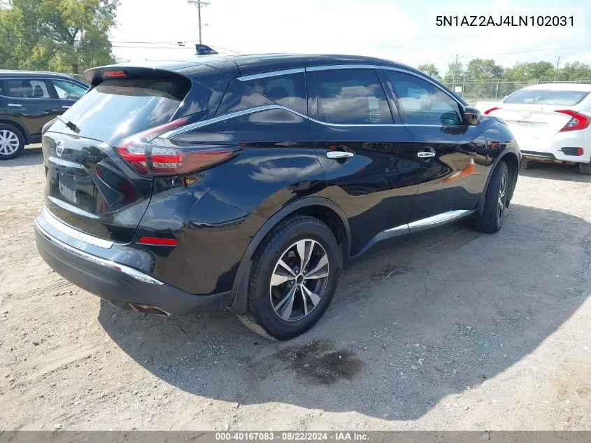 2020 Nissan Murano S Fwd VIN: 5N1AZ2AJ4LN102031 Lot: 40167083