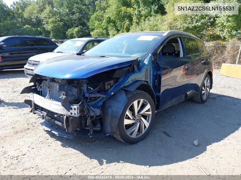 2020 Nissan Murano Sl Intelligent Awd VIN: 5N1AZ2CS6LN155531 Lot: 40243419