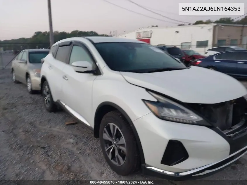 2020 Nissan Murano S Fwd VIN: 5N1AZ2AJ6LN164353 Lot: 40455876