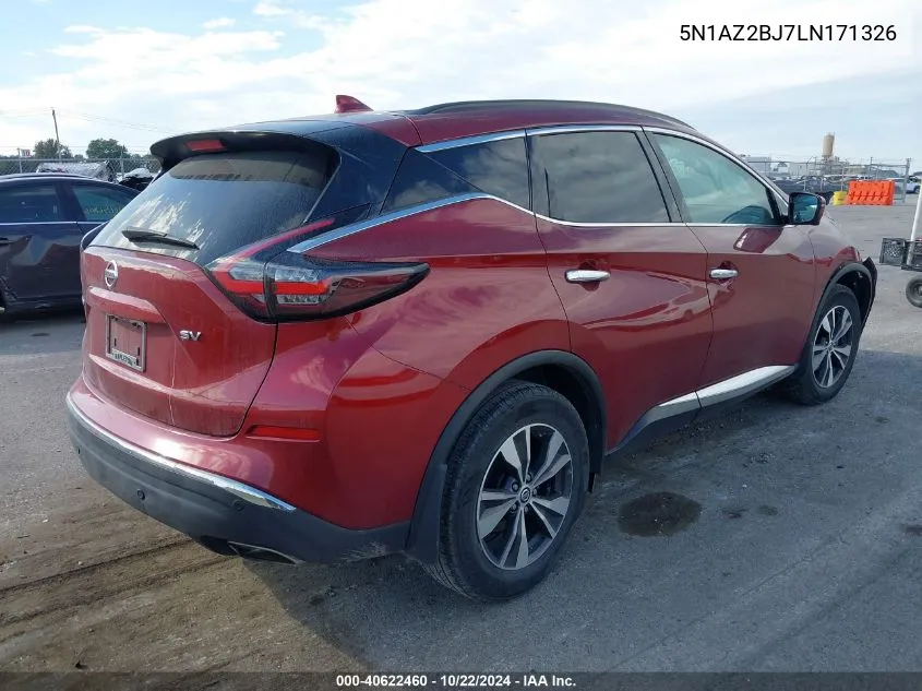 2020 Nissan Murano Sv Fwd VIN: 5N1AZ2BJ7LN171326 Lot: 40622460