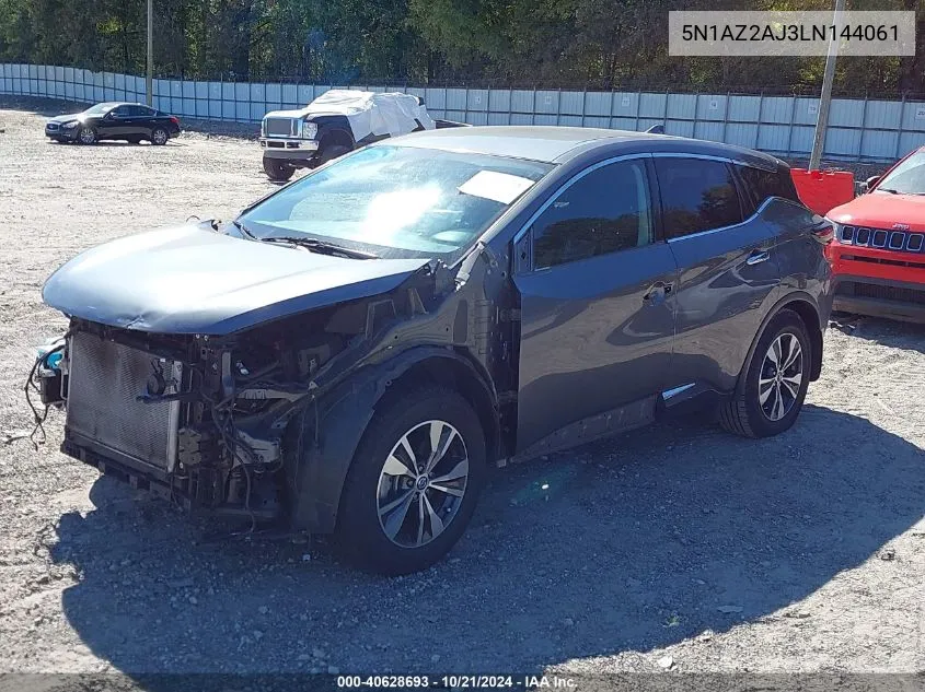 2020 Nissan Murano S Fwd VIN: 5N1AZ2AJ3LN144061 Lot: 40628693