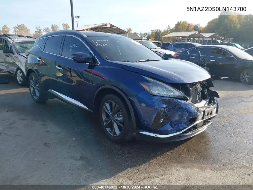 5N1AZ2DS0LN143700 2020 Nissan Murano Platinum Intelligent Awd