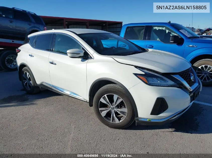 2020 Nissan Murano S Intelligent Awd VIN: 5N1AZ2AS6LN158805 Lot: 40849695