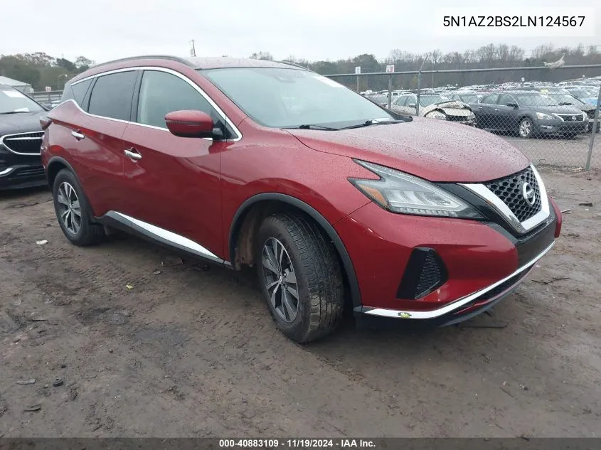 2020 Nissan Murano Sv Intelligent Awd VIN: 5N1AZ2BS2LN124567 Lot: 40883109