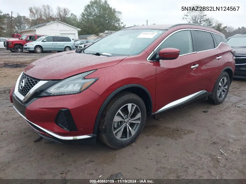 2020 Nissan Murano Sv Intelligent Awd VIN: 5N1AZ2BS2LN124567 Lot: 40883109