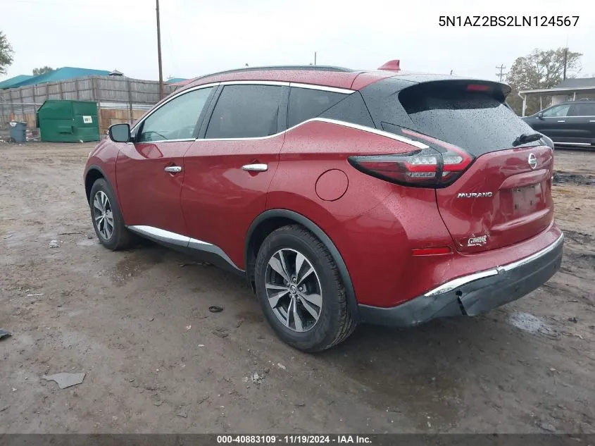 2020 Nissan Murano Sv Intelligent Awd VIN: 5N1AZ2BS2LN124567 Lot: 40883109